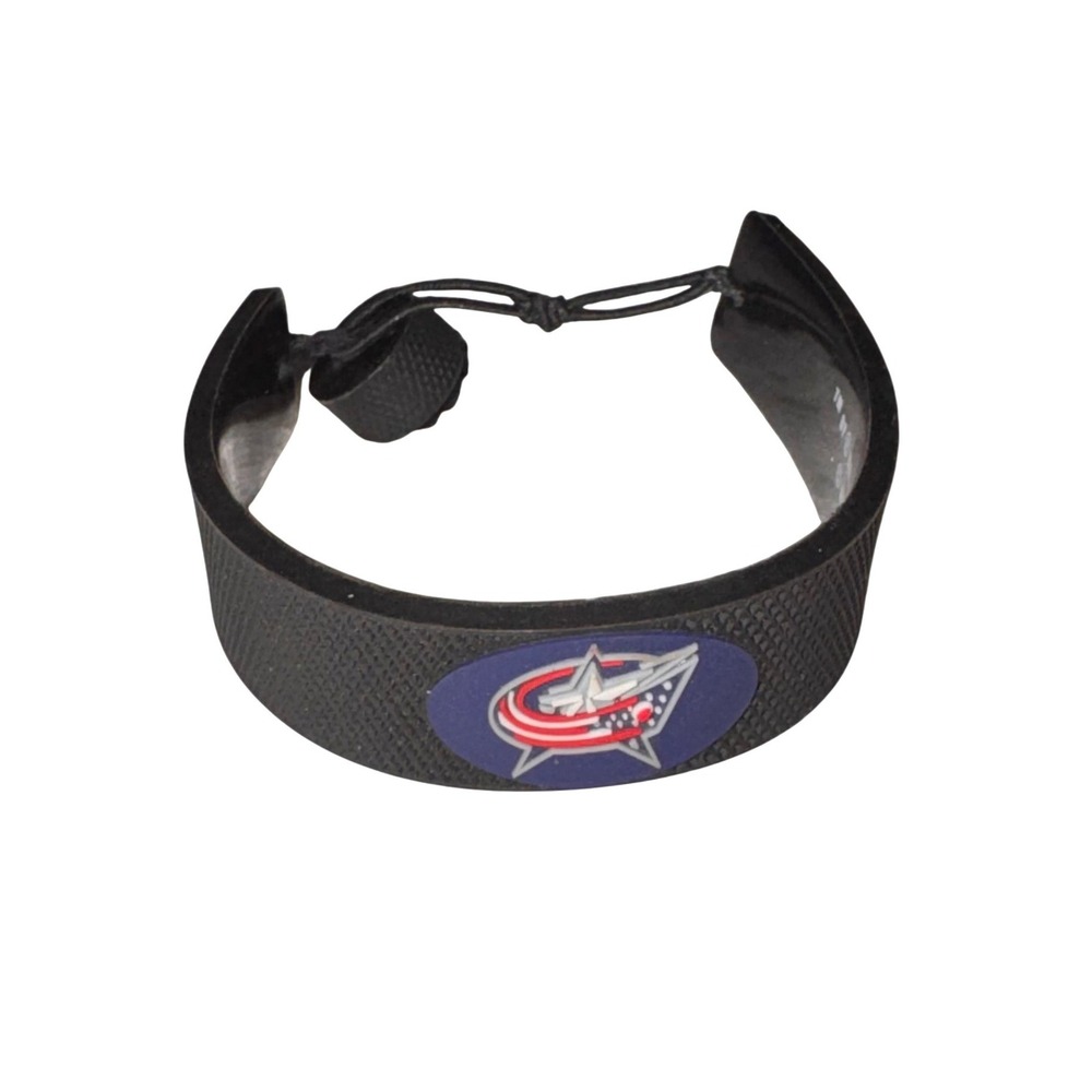 Columbus Blue‎ Jackets NHL Gamewear Black Silicone Adjustable Bracelet Logo
